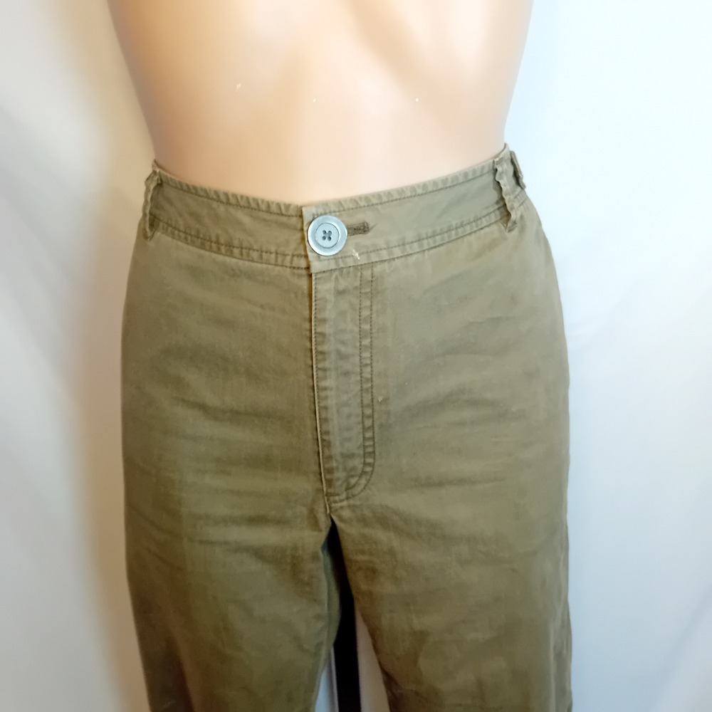 Women's Club Monaco High Rise Utility Chino Trouser Pants Straight Leg Olive 8 - Picture 7 of 16